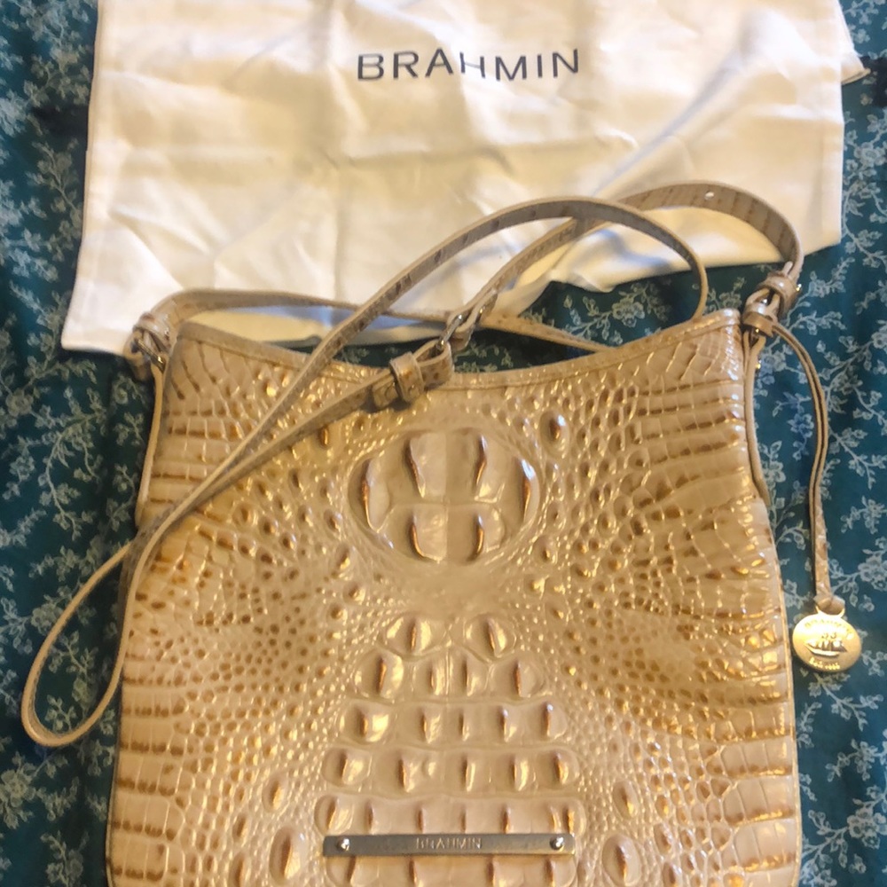 BRAHMIN NWT GOLD TAN LEATHER CROSSBODY BAG